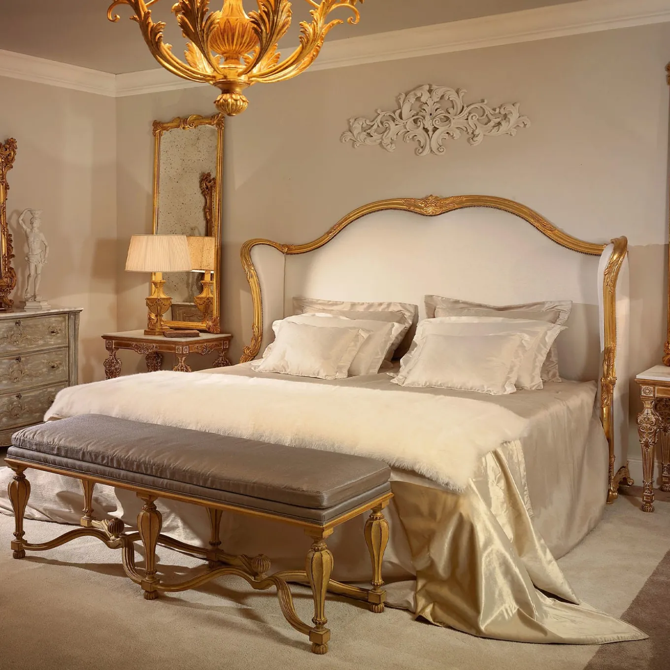 Letto Bianco e Oro Rialto