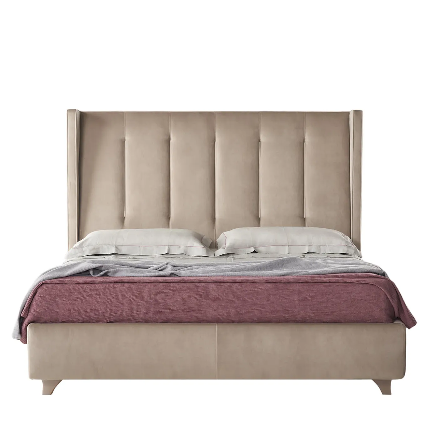 Letto Edo in velluto beige trapuntato