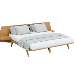 Letto GIO' in legno massello di ciliegio con comodini integrati