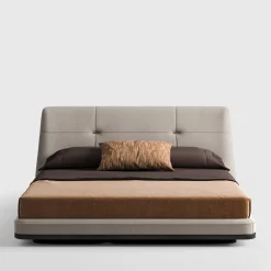 Letto Jackie in tessuto e legno beige