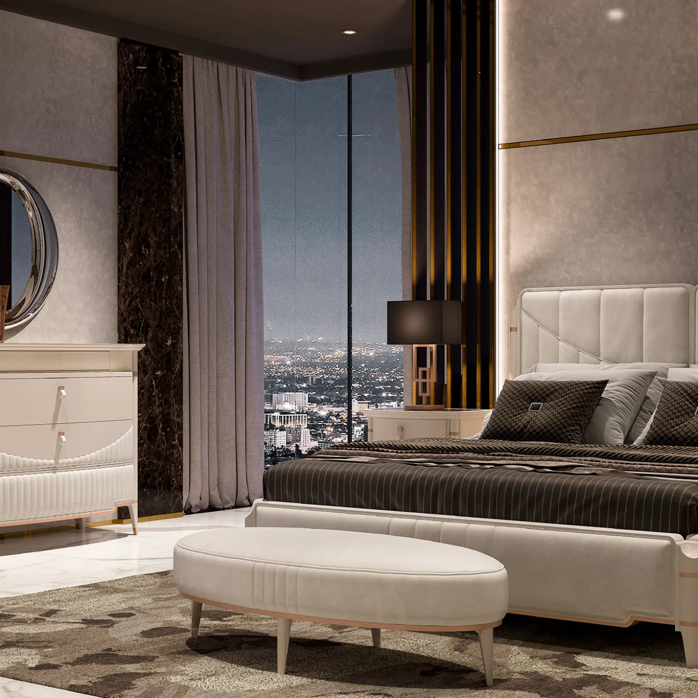 Letto matrimoniale James Beige