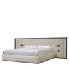 Letto Matrimoniale Princess in Pelle Trapuntata Beige e Noce Canaletto