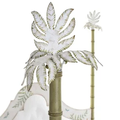 Letto Roma Apple Green Bamboo con felci e farfalle