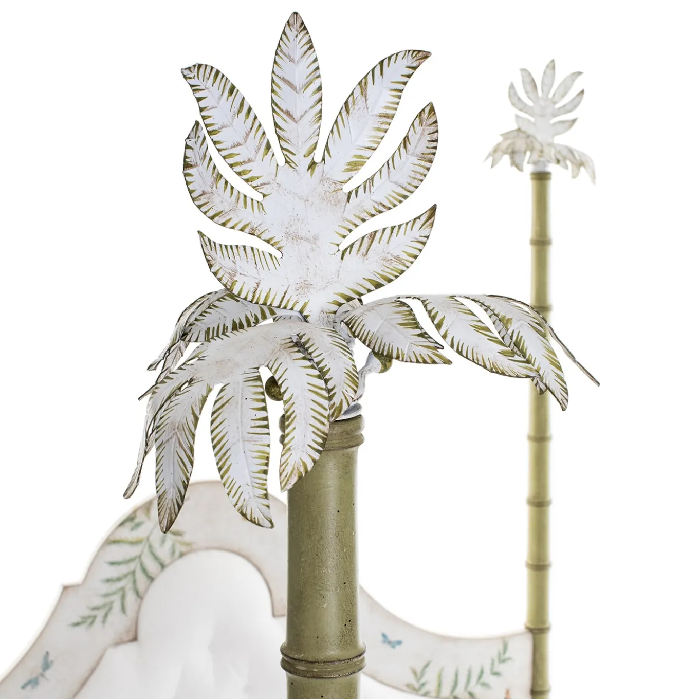 Letto Roma Apple Green Bamboo con felci e farfalle