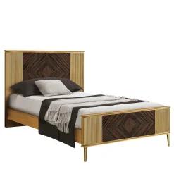Letto Singolo con Dettagli in Canneté e Inserti in Ebano su Legno di Lime