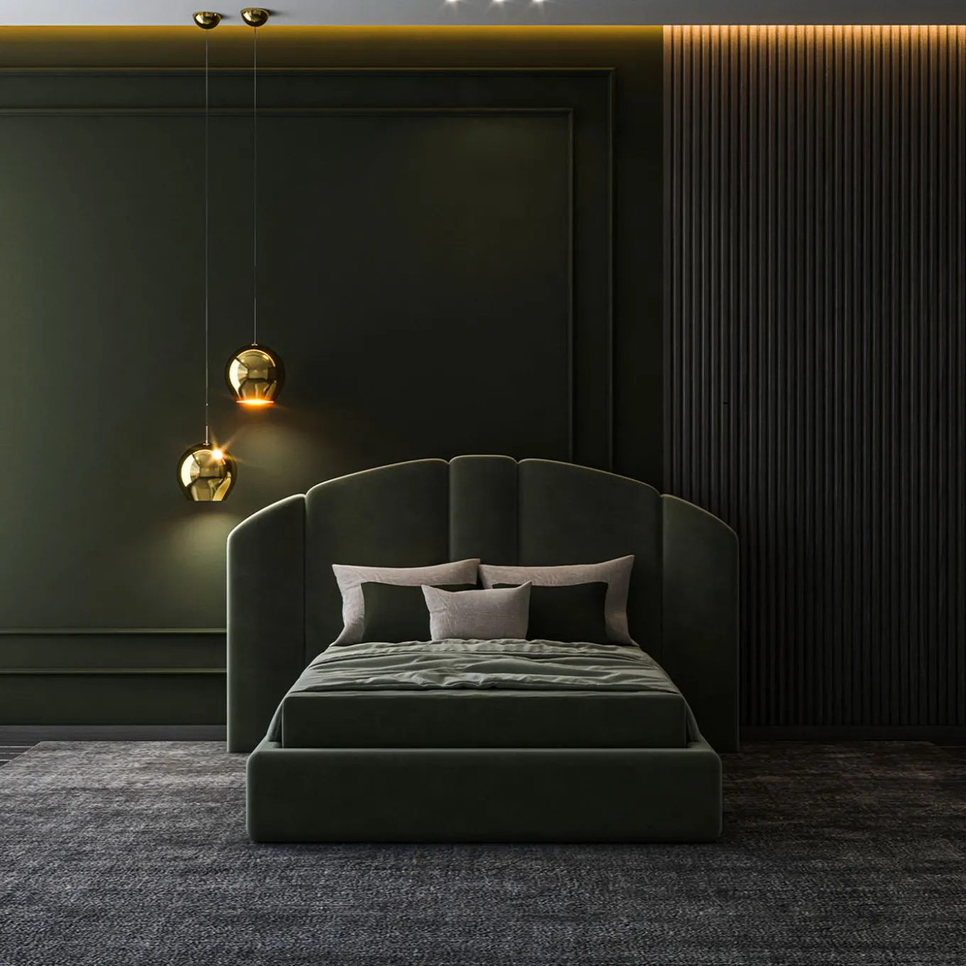 Letto Verde Modulare Imbottito Concept 01