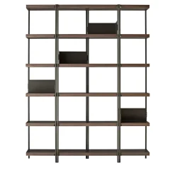 Libreria a 5 ripiani Zigzag in noce e bronzo di Konstantin Grcic