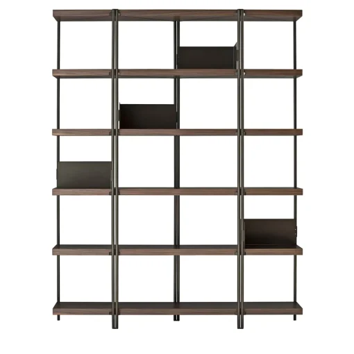 Libreria a 5 ripiani Zigzag in noce e bronzo di Konstantin Grcic