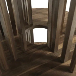 Libreria circolare in noce a 6 ripiani Pillar di C.R. & S. Riva 1920