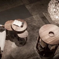 Libreria circolare in noce a 6 ripiani Pillar di C.R. & S. Riva 1920