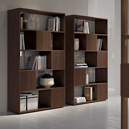 Libreria in noce canalizzata Opale