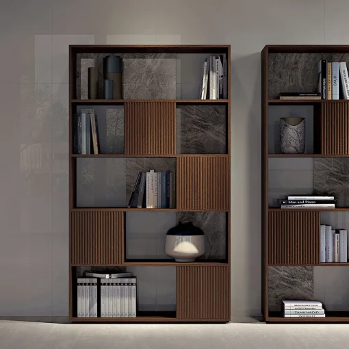 Libreria in noce canalizzata Opale