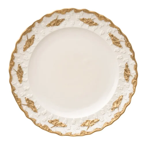 Lucia Set di 2 piatti da dessert bianchi e oro