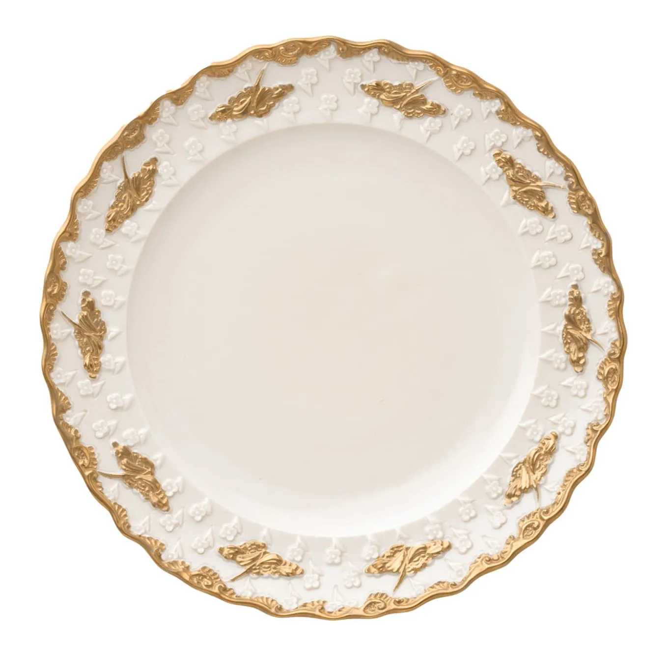 Lucia Set di 2 piatti da dessert bianchi e oro