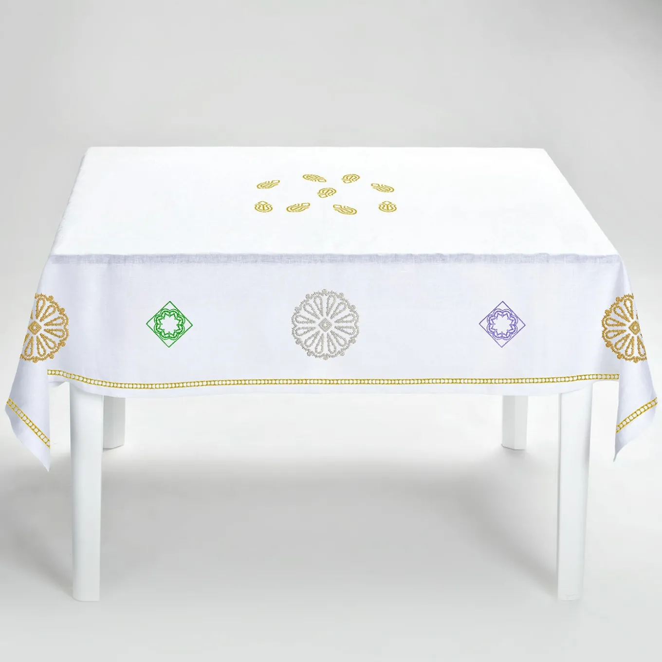 Luminaria Festa Tovaglia di lino quadrata policroma #1