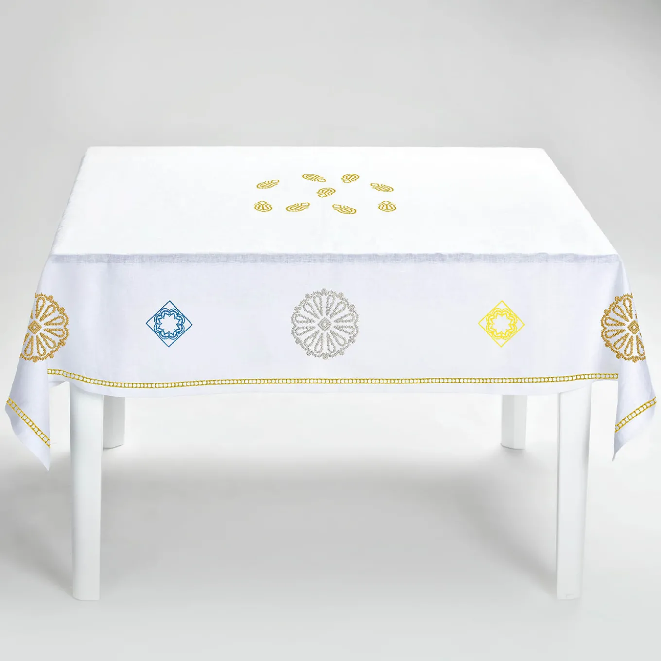 Luminaria Festa Tovaglia di lino quadrata policroma #1