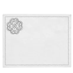 Luminaria Rosone Set di 2 tovagliette di lino ricamate in argento