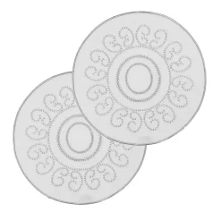 Luminaria Set di 2 tovagliette rotonde per piatti di lino ricamate grigio