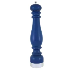 Macinapepe in legno blu e ottone argentato