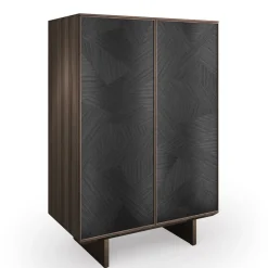 Madia Solferino in noce Canaletto burnished anta intarsio nero antracite