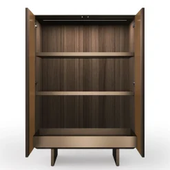 Madia Solferino in noce Canaletto burnished ante metallo liquido bronzo