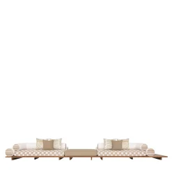 Majlis Bianco Composizione 216L + Pouf Beige 121 + Divano 266R