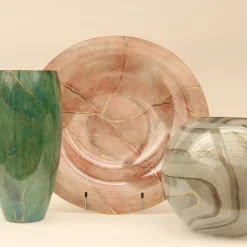 Marmo Piatto grande rosa con oro