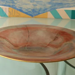 Marmo Piatto grande rosa con oro