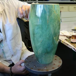 Marmo Vaso alto verde con oro