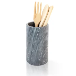 Mattarello in marmo Portoro e manico in legno