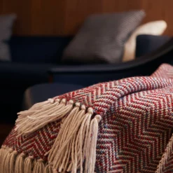 Maxi plaid fantasia Chevron turchese e rosso reale