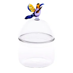 Mediterraneo Contenitore artigianale in vetro Colibrì piccolo