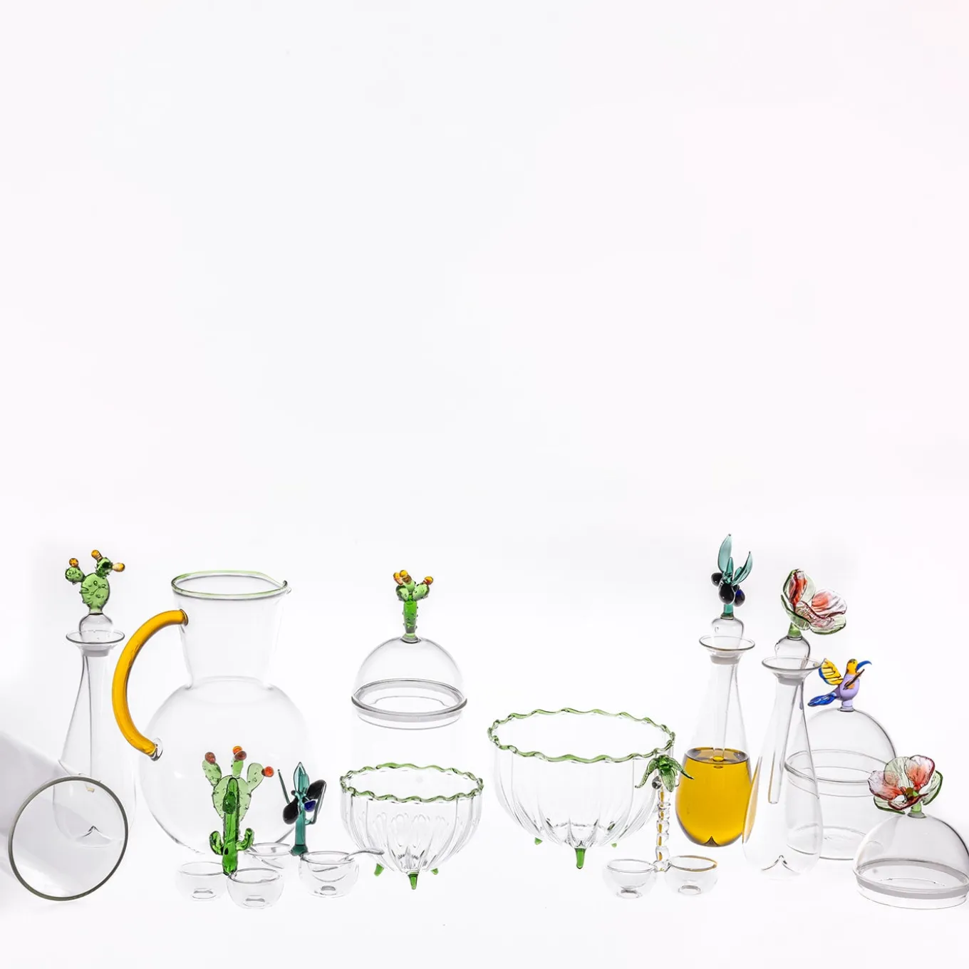 Mediterraneo Contenitore artigianale in vetro Colibrì piccolo