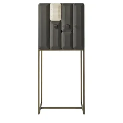 Mobile Bar Five Points in Legno Grigio Fumé e Marmo