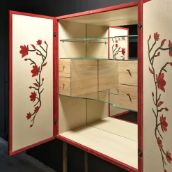 Mobile Bar Marcello in Pelle Rossa