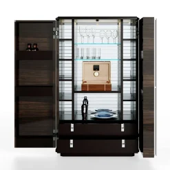 Mobile bar Teomondo a 2 porte in eucalipto fumé