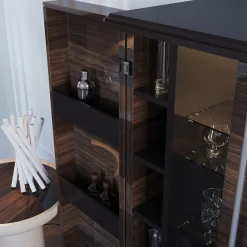 Mobile bar Teomondo a 2 porte in eucalipto fumé