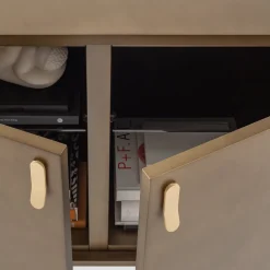 Mobile Bar Universe in Bronzo a 2 Ante con Dettagli in Ottone