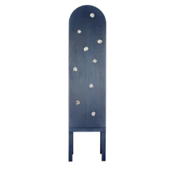 Mobile contenitore blu Blossom con anta singola e inserti in ceramica