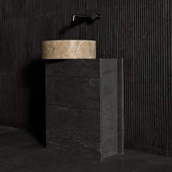 Mobile da bagno 60 in legno e lavabo in marmo Passage