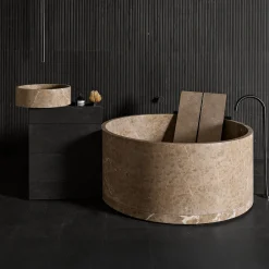 Mobile da bagno 60 in legno e lavabo in marmo Passage