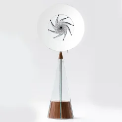 Mobile Gualtiero Canaletto in noce con dettagli in acciaio e vetro