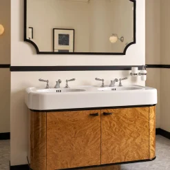 Mobile Portalavabo Liberty Ceramic in Ceramica e Radica di Noce