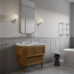 Mobile Portalavabo Metropolitan Essence in Marmo di Carrara e Legno di Rovere