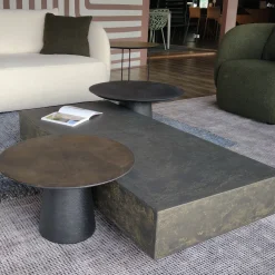 Monolite Tavolino Rettangolare Medio In Resina Spatolata Color Bronzo