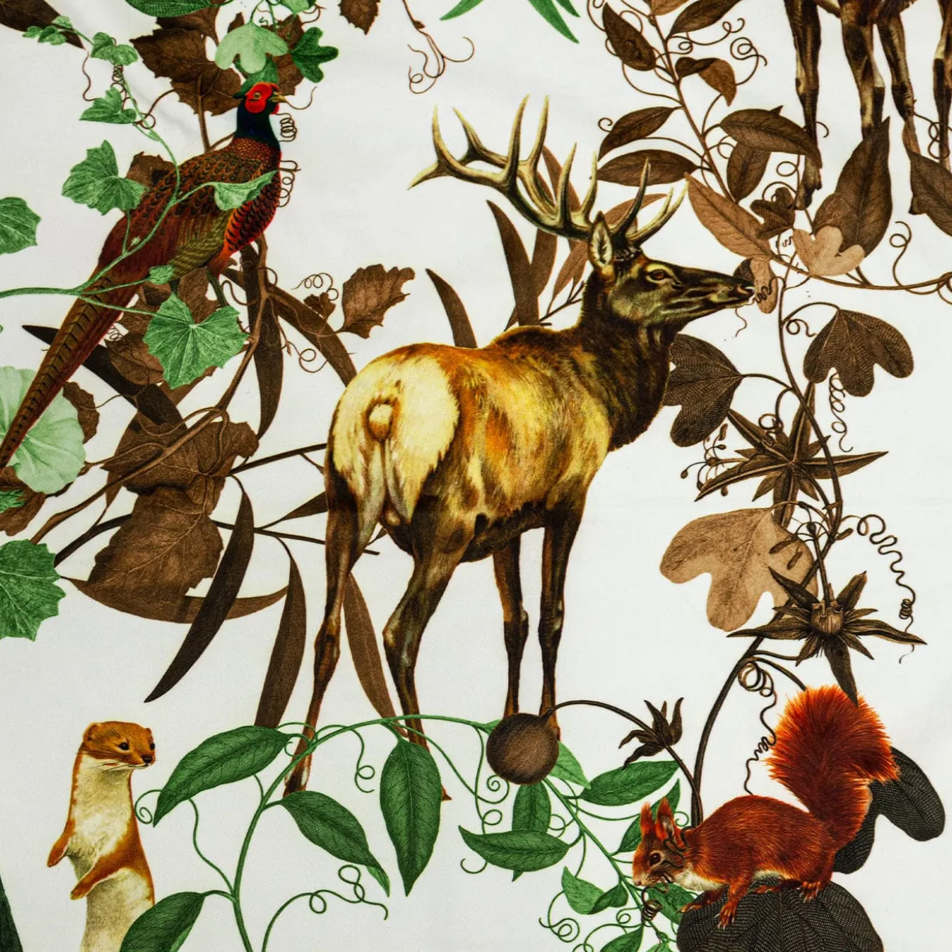 Mont Blanc Plaid in velluto con rami e animali del bosco