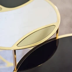 Nilo Set di 2 tavoli da nido in marmo calacatta e vetro