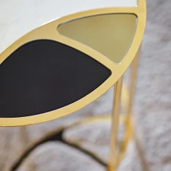 Nilo Set di 2 tavoli da nido in marmo calacatta e vetro