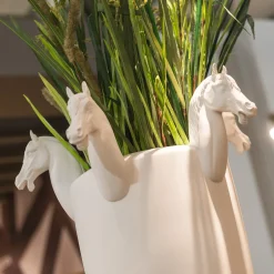 Obice Horse 5 Teste Vaso decorativo bianco