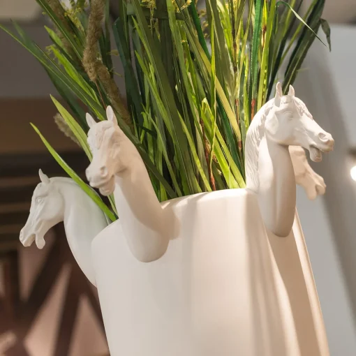 Obice Horse 5 Teste Vaso decorativo bianco